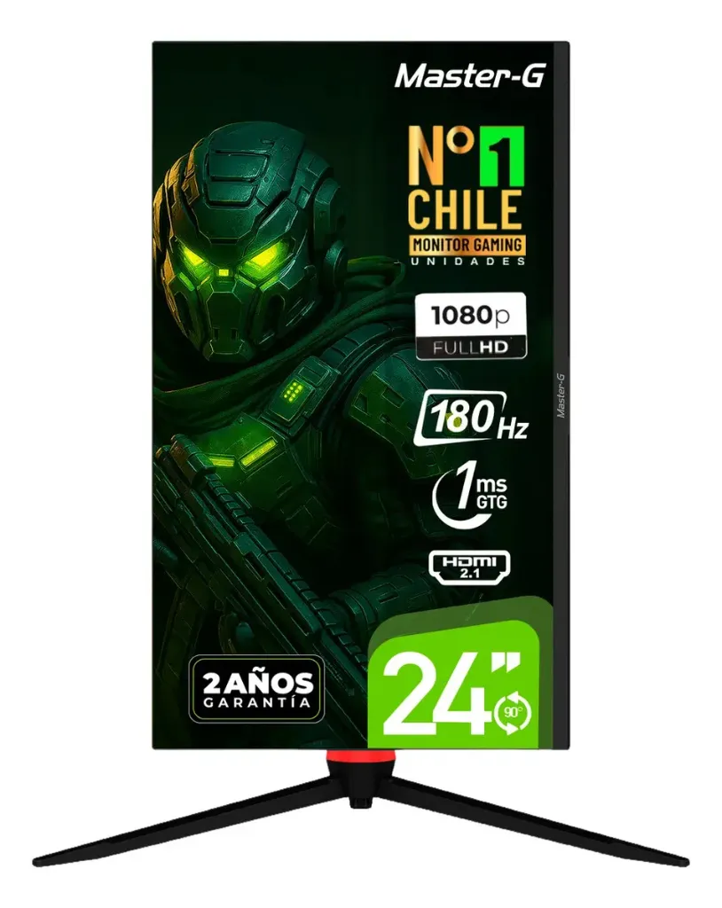 Monitor Gamer 24 Full HD Panel Ips Pivote 90 180hz 1ms Master-G MGMG2440 Color Negro